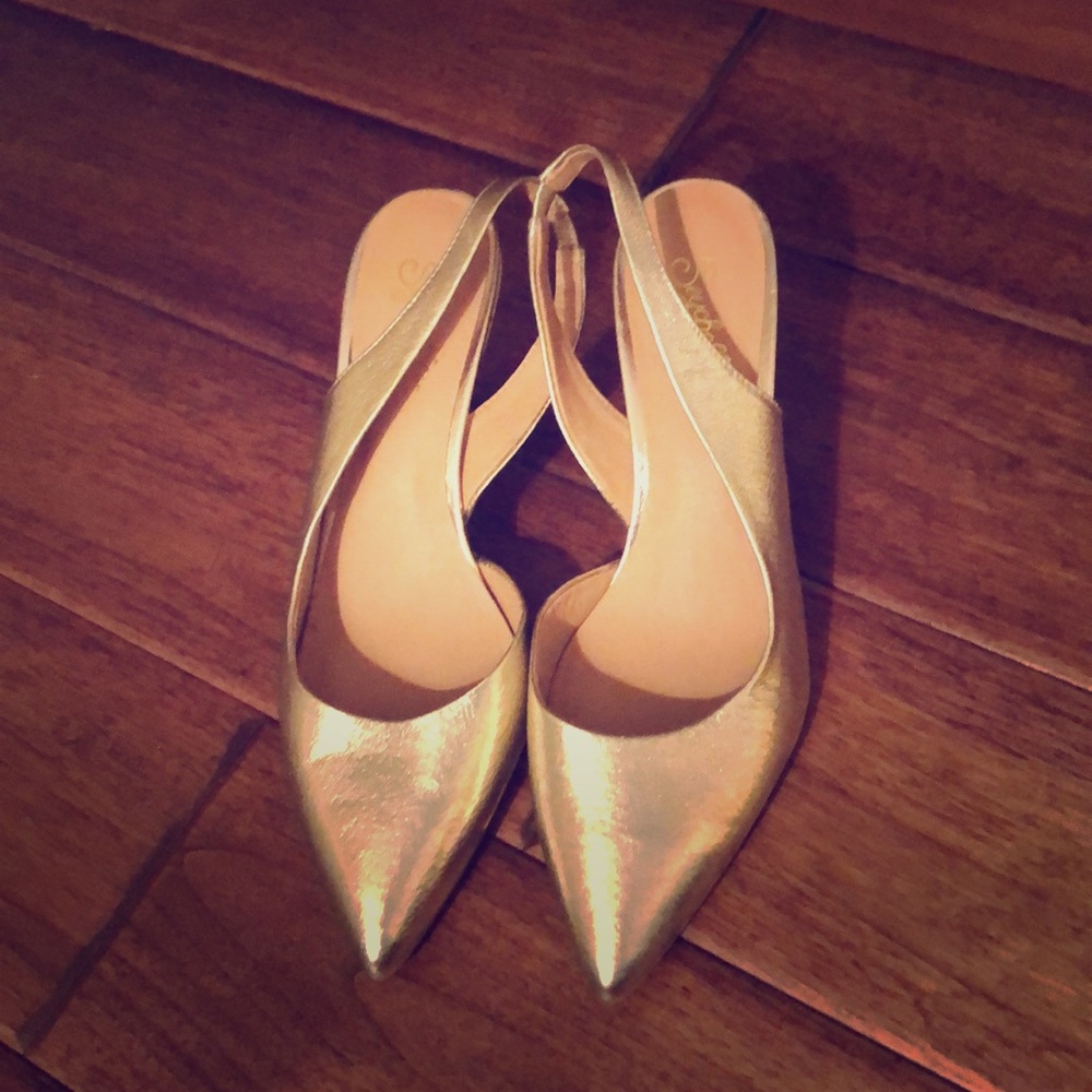 Seychelles slingback metallic pumps